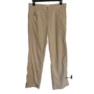 Nancy Lopez Stretch Golf Pants Size 12 Polyester Beige Straight Leg